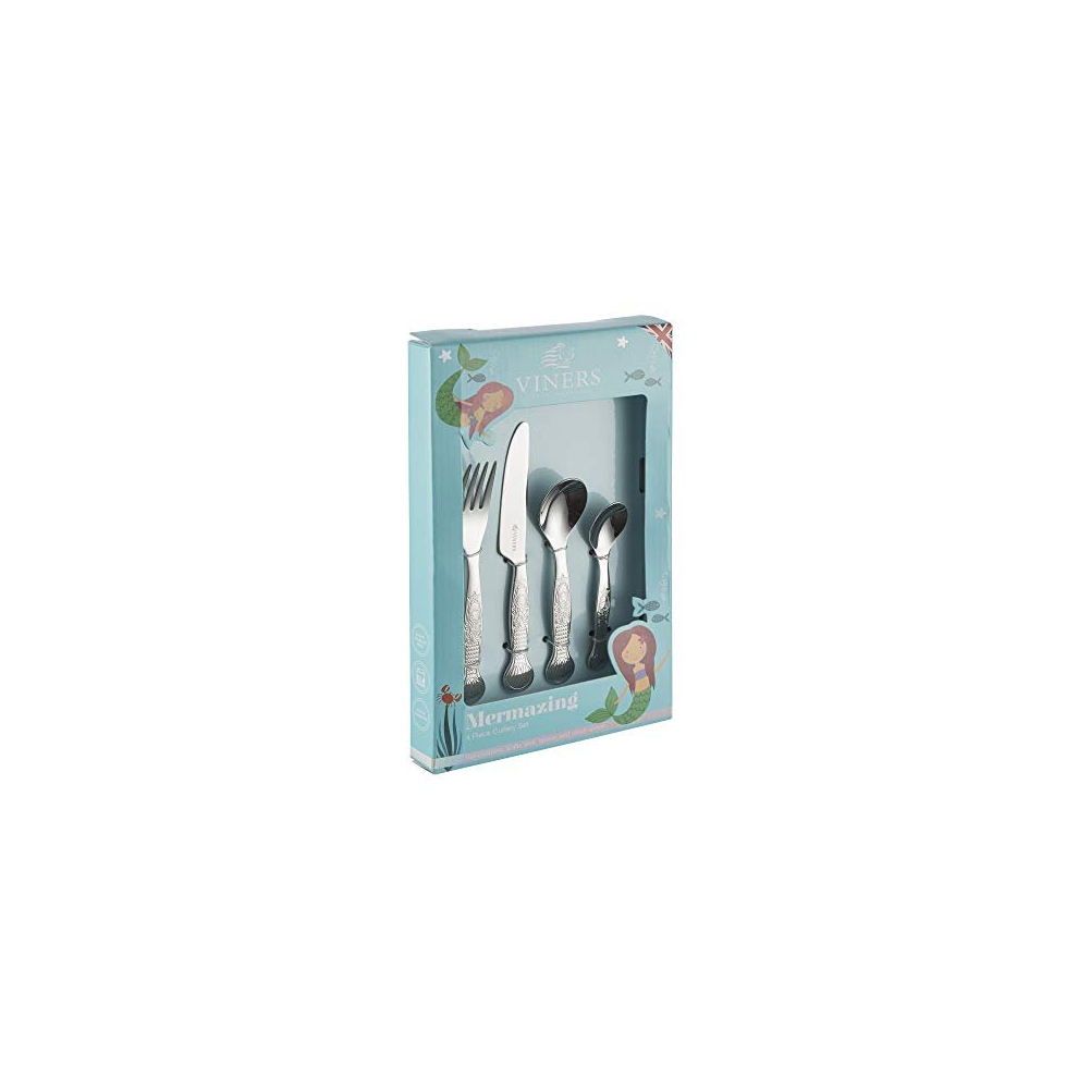 Viners Kids Mermaid 4 Piece 18/0 Silver Stainless Steel Cutlery Set