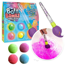 Baff Bombz Magic Brush from Zimpli Kids, 4 x Bath Bombs, Magically Paint your Bath Water, Creative Bath Toy for Children, Birthday Gifts for Boys &