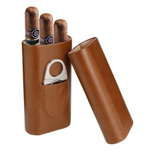 Xinzistar 3 Tubes Cigar Case Humidor Cigar Box with Stainless Steel Cigar Cutter, Leather Humidors with Cedar Wood Lining Cigar Holder Storage