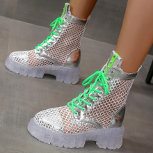 Summer Candy Sandals Lace Up Green Pink Girl Powder Breathable Mesh Womens Boots Plus Size 35-43