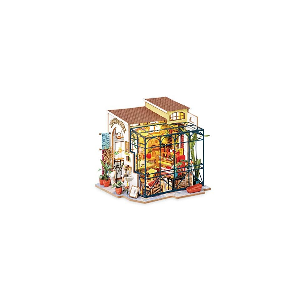 Rolife Mini DIY Craft Doll House Kit Flower Shop Model Dollhouse Toy Set Adult Teens Building Puzzle Birthday Gift