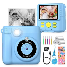 Kids Camera, 1080P Instant Camera for Kids, 16x Digital Zoom Kids Camera for Boys, 32GB Card, 3 Rolls Print Paper, Birthday Christmas Kids Toys Gifts