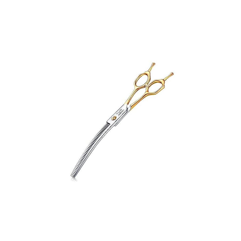 Jason 7.5 Inch Curved Thinning Scissors for Dog 43 Teeth Professional Downward Curved Blending Trimming Shears Japanese 440C Stainless Steel Dog