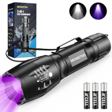 MOWETOO UV Torch LED Torch 2 in 1 Black Light with 4 Modes Waterproof 395nm UV Light Super Bright 500lm for Inspection Pet Urine Detecting Camping