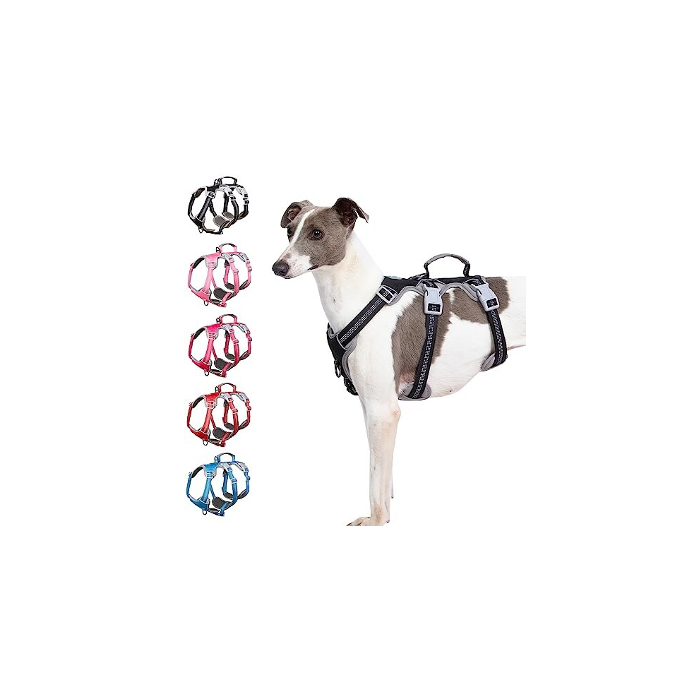 Escape Proof Dog Harness, Escape Artist Harness, Reflective Harness with Padded Handle, Breathable, Durable, Adjustable Vest for Medium Dogs Walking,