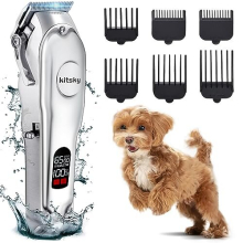 kitsky Dog Clippers, Dog Grooming kit, Professional for Thick Coats/Heavy Hair, Low Noise Rechargeable Cordless Pet Shaver for Dogs Pets and Animals,