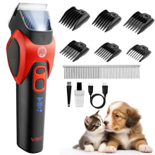 VGR Professional Dog Clippers - Cordless Pet Grooming Kit for Thick or Curly Coats - Quiet Electric Trimmer - Cat Hair Shaver for Paw & Fur - for