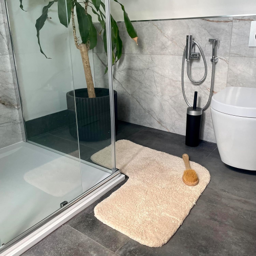 Corner Shower Mat 70 x 35cm, 100 Cotton LShaped Bath Mat on OnBuy