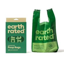 Earth Rated Dog Poo Bags with Handles, Unscented, 120-count, Easy-Tie, Leakproof, 34x17 cm (ERT00034)