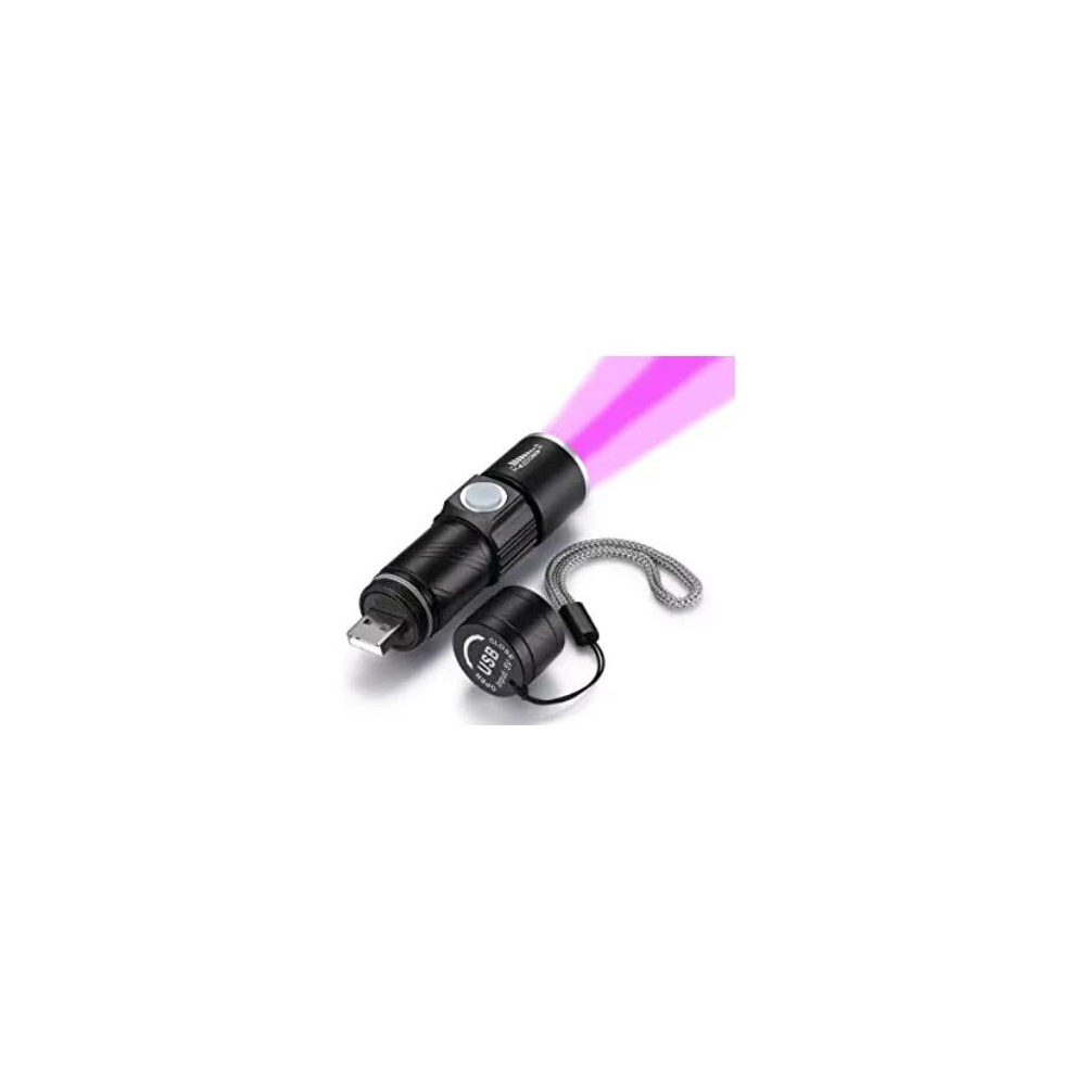 DARKBEAM USB Rechargeable UV Light 395nm led Flashlight Portable 400nm Mini Detector for Dog Urine Pet Stains, Anti-counterfeiting Identification,
