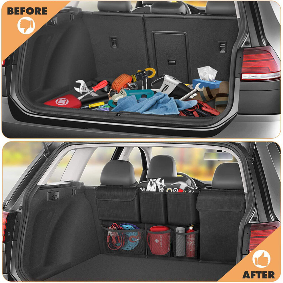 3Pcs Car Seat Back Organiser Multi Pocket Storage Bag Pouch Holder Interior Tidy Black 89091708