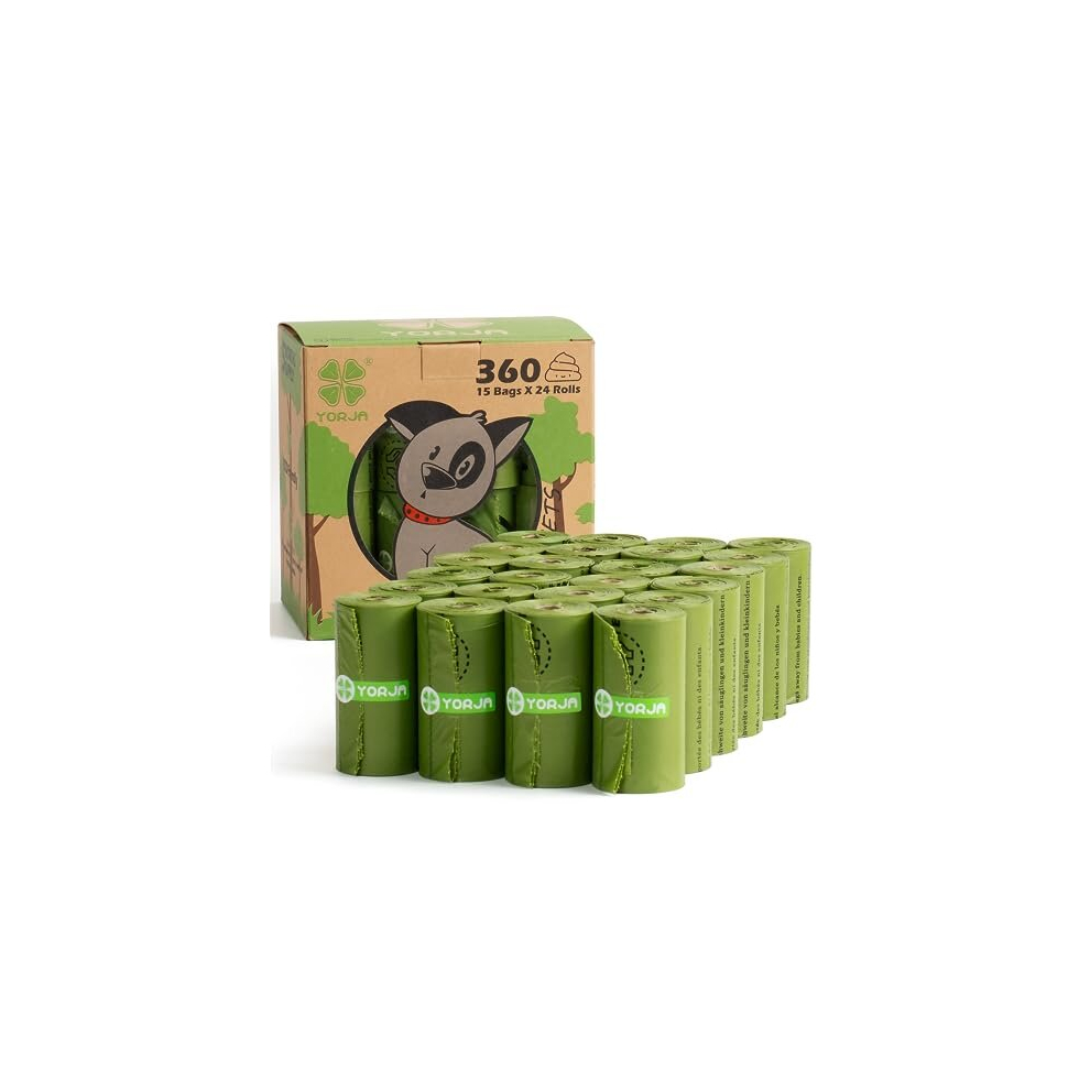 Yorja Dog Poo Bags, 360 Pet Poop Bags, Extra Thick And Strong 100% Leak-Proof Unscented Waste Bags (Green)