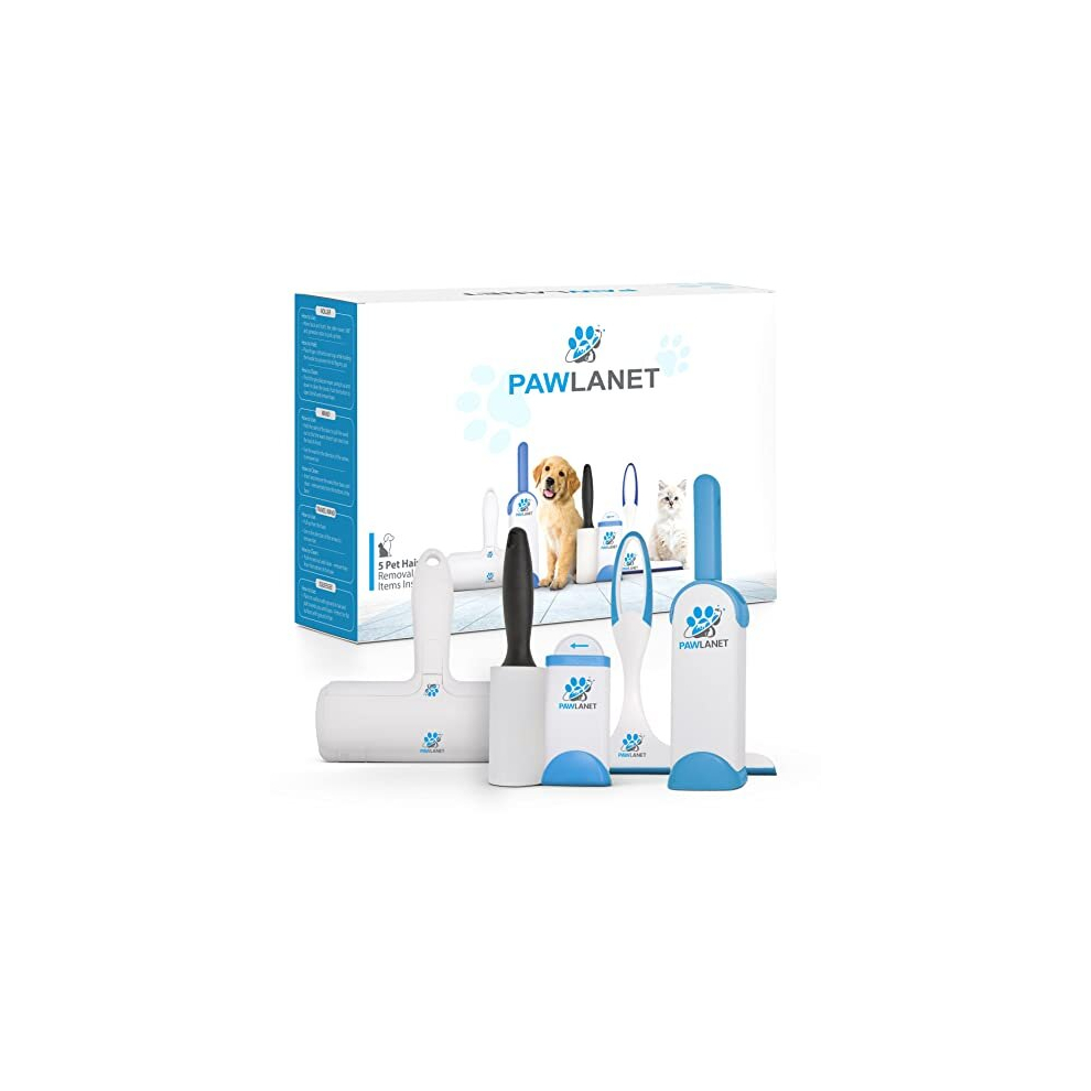 Pawlanet 5 in 1 Complete Pet Hair Removal Set ? Reusable Easy to Clean Roller - Brush with Easy Self-Cleaning Base Removes Lint, Dog, Cat Hairs from