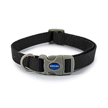 Ancol Viva Adjustable Collar Black, size 1-2/Small, fits neck 20-30 cm, Quick Fit, Lightweight, Weather Proof