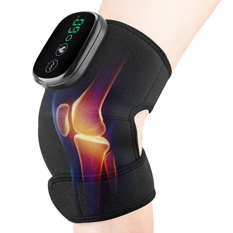 Rayches Black Heated Knee Massager Heated Knee Brace Wrap, Vibration Knee Heating Pads
