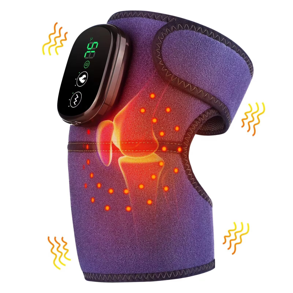 Rayches Blue Heated Knee Massager Heated Knee Brace Wrap, Vibration Knee Heating Pads