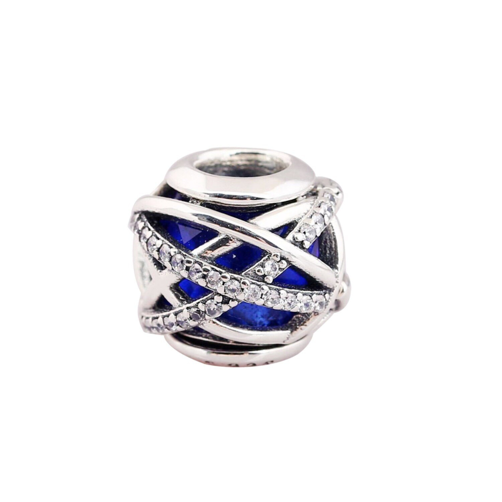 Blue Bead Pandora Charm 925 Sterling Sliver Spacer Bead Fits European Charm Bracelet