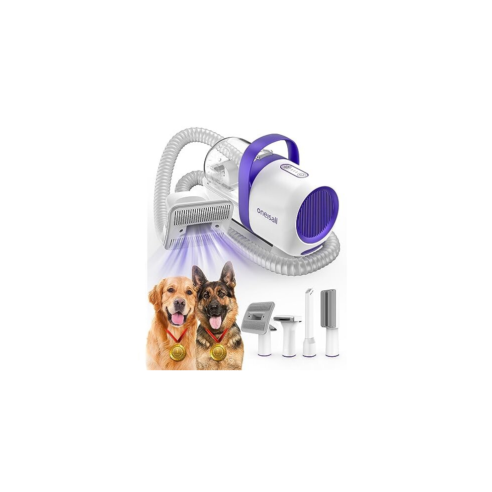 oneisall Dog Grooming Vacuum Kit,Suction 99% Pet Hair,Dog Grooming Brush,Dog Hair Vacuum Groomer with 4 Pet Grooming Tools,Pet Hair Remover