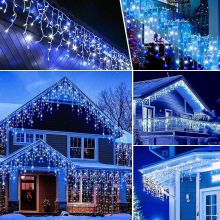 (240, White and Warm White) LED Waterfall Icicle Light Outdoor  Snowing Chase Xmas Home Décor
