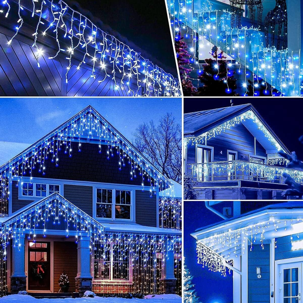 Shatchi (240, White And Warm White) Led Waterfall Icicle Light Outdoor Snowing Chase Xmas Home Décor
