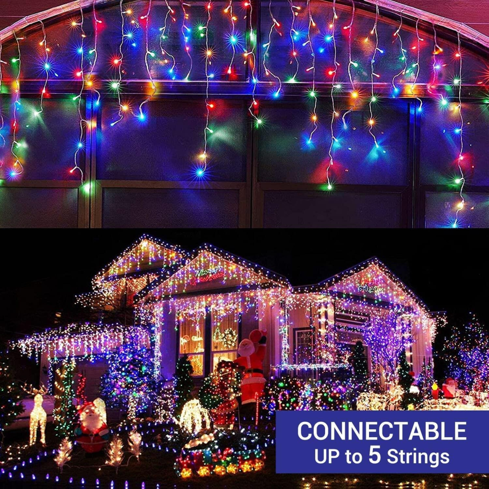 (480, Multicolor) LED Waterfall Icicle Light Outdoor Connectable Snowing Chase Xmas Home Décor