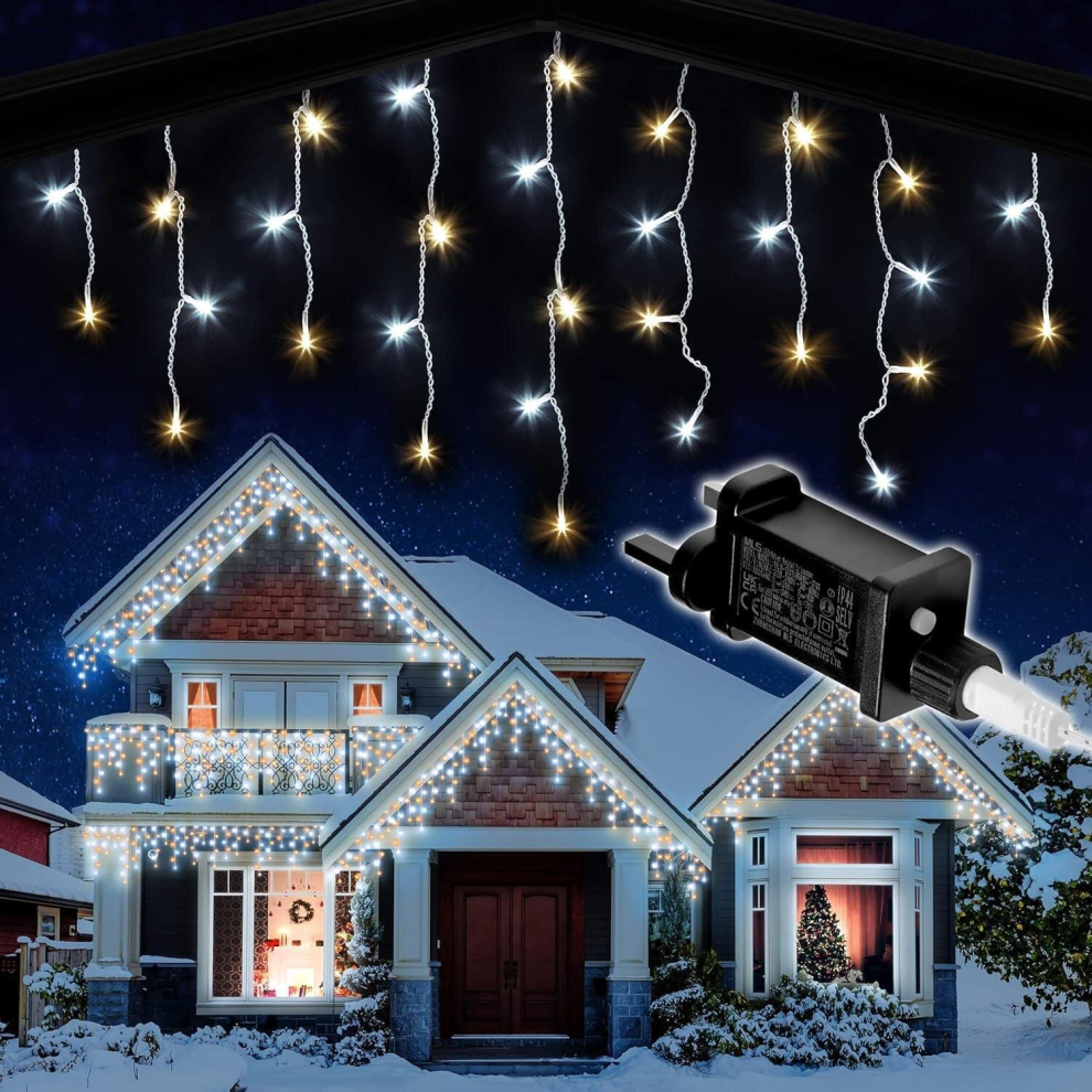 Shatchi (240, White And Blue) Led Waterfall Icicle Light Outdoor Snowing Chase Xmas Home Décor