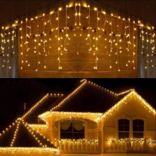 (240, Warm White) LED Waterfall Icicle Light Outdoor Snowing Chase Xmas Home Décor