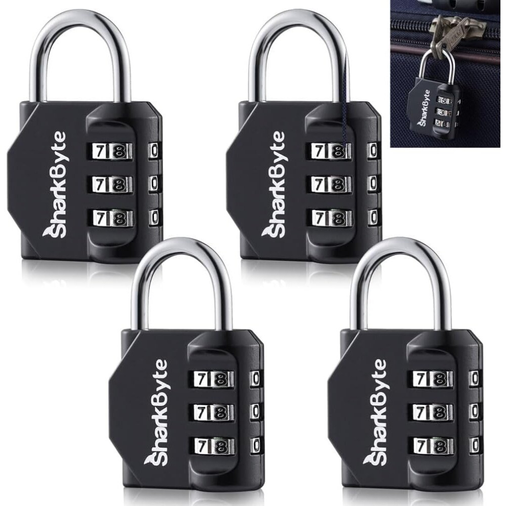 Luggage Locks - 3-Dial Weatherproof Outdoor Security Combination Padlock, Small Travel Lock for Suitcases Luggage  Travel Bag Gym Lockers Code PadLock