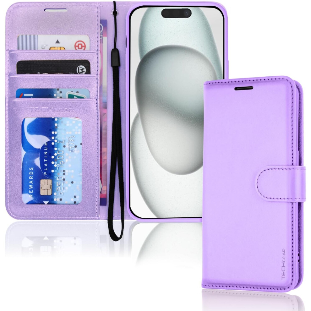 Apple Iphone 15 Leather Wallet Case, Flip Protective Case Cover With Wallet Card Holder, Stand And Wrist Strap Pu Leather Case With Magnetic Closure 5056284471932