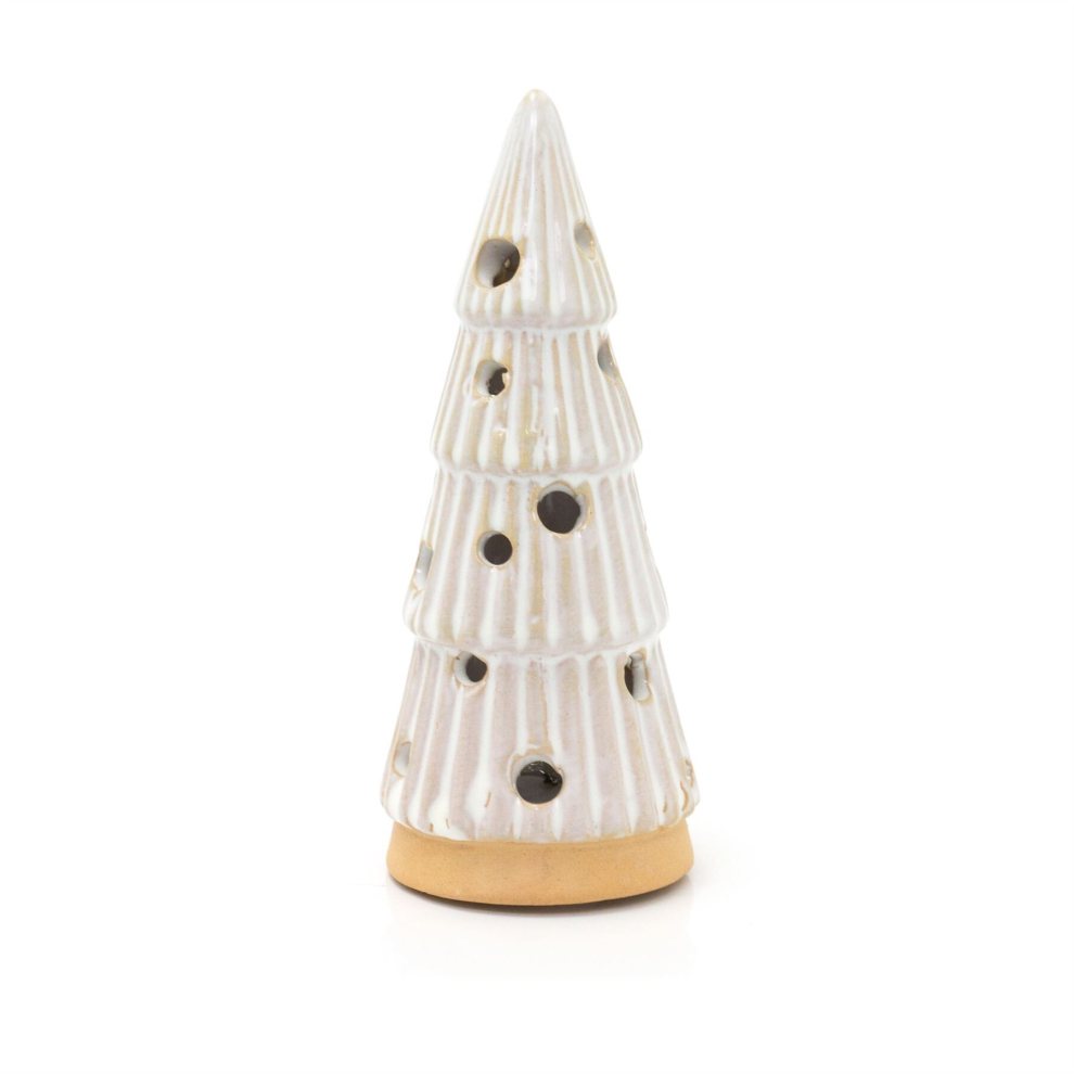 White Ceramic LED Christmas Tree | Light Up Christmas Tree Ornament | Mini Porcelain Christmas Tree with LED Lights