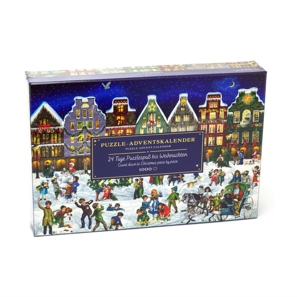 Winter Evening In The Town Christmas Advent Calendar Jigsaw Puzzle | 1000 Piece Jigsaw Puzzle Advent Calendar | Count Down To Christmas Advent Puzzle