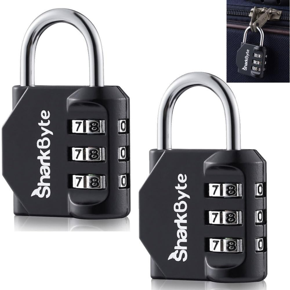 Luggage Locks - 3-Dial Weatherproof Outdoor Security Combination Padlock, Small Travel Lock for Suitcases Luggage  Travel Bag Gym Lockers Code PadLock