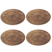 Set Of 4 Tree Trunk Print Round Placemat | 38cm Tree Slice Style Place Mat Kitchen Dining Mat | Brown Single Corked Backed Place Mat Dining Table Prot