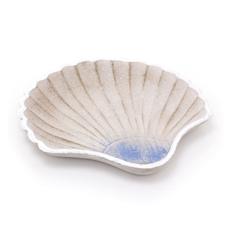 Nautical Wooden Shell Tray | Rustic Seashell Trinket Dish Key Bowl | Decorative Plate Jewellery Dish Beach Decor