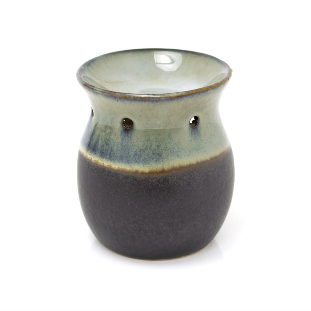 Carousel Ombre Glaze Tea Essential Oil Burner | Ceramic Wax Melt Burner Fragrance Oil Burner Diffuser | Round Tea Holder Oil Burner Grey/Light