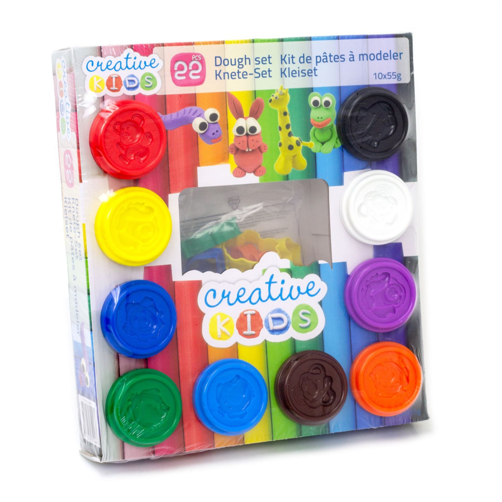 22 Piece Kids Play Dough Set | Childrens Modelling Dough Tubs And Accessories | Arts And Craft Gifts For Boy Girls