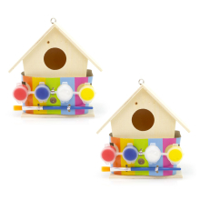 Pack Of 2 Art And Craft Set Childrens Paint Your Own Bird House | Diy Bird House Kit Wooden Hanging Bird Box | Kids Art Set Craft Kits For Kids