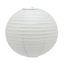 30cm Round White Paper Light Shade Lantern | Classic Bamboo Style Ribbed Paper Lampshade | Hanging Circle Ceiling Lightshade