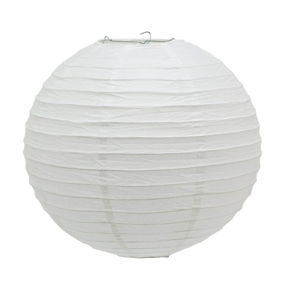 30cm Round White Paper Light Shade Lantern | Classic Bamboo Style Ribbed Paper Lampshade | Hanging Circle Ceiling Lightshade