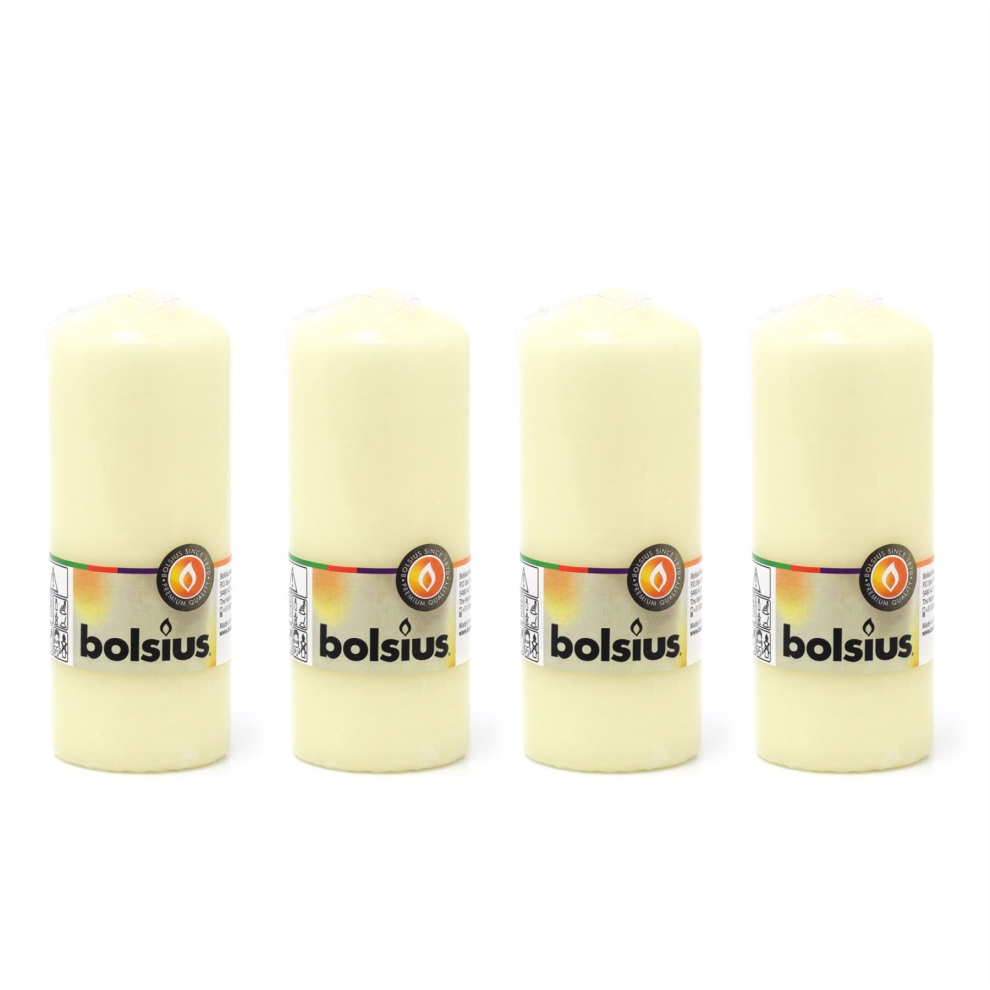 Pack Of 4 Ivory Pillar Candle | Cream Church Pillar Candle Unscented Lantern Candle | Ivory Cream Church Candle - 15cm