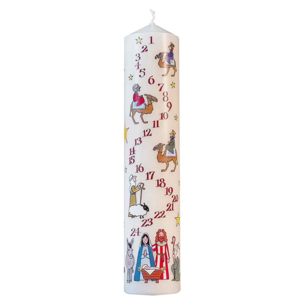 Traditional Countdown To Christmas Advent Candle | Christmas Nativity Pillar Advent Candle With Numbers | Advent Christmas Candle Festive Pillar Candl