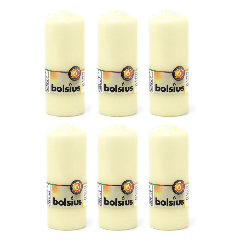 Pack Of 6 Ivory Pillar Candle | Cream Church Pillar Candle Unscented Lantern Candle | Ivory Cream Church Candle - 15cm