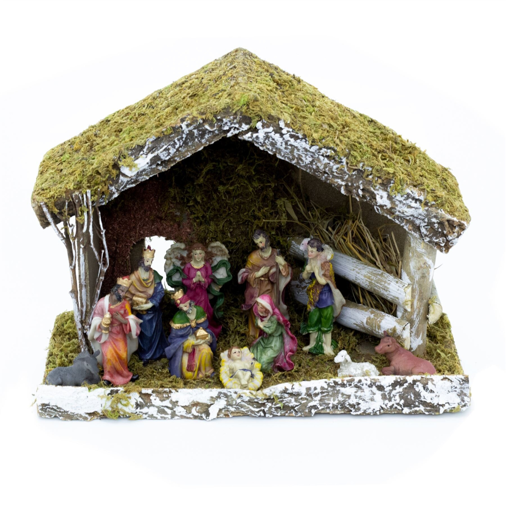 Traditional Christmas Nativity Set With 11 Beautiful Detailed Figures | Resin Statues And Stable Manger Scene Crib Figurines | Christmas Nativity Scen