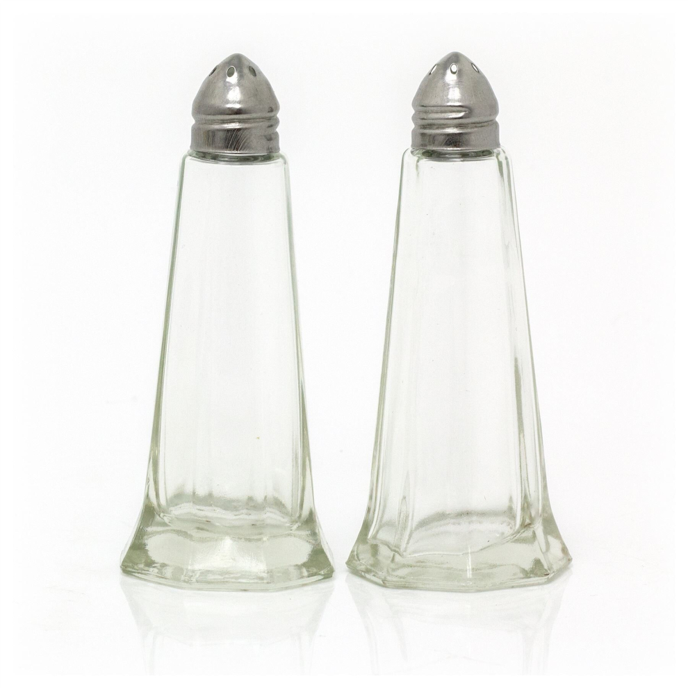 Traditional Glass Lighthouse Style Salt & Pepper Set | Salt and Pepper Pots Salt and Pepper Shakers | 2 Piece Cruet Set Salt and Pepper