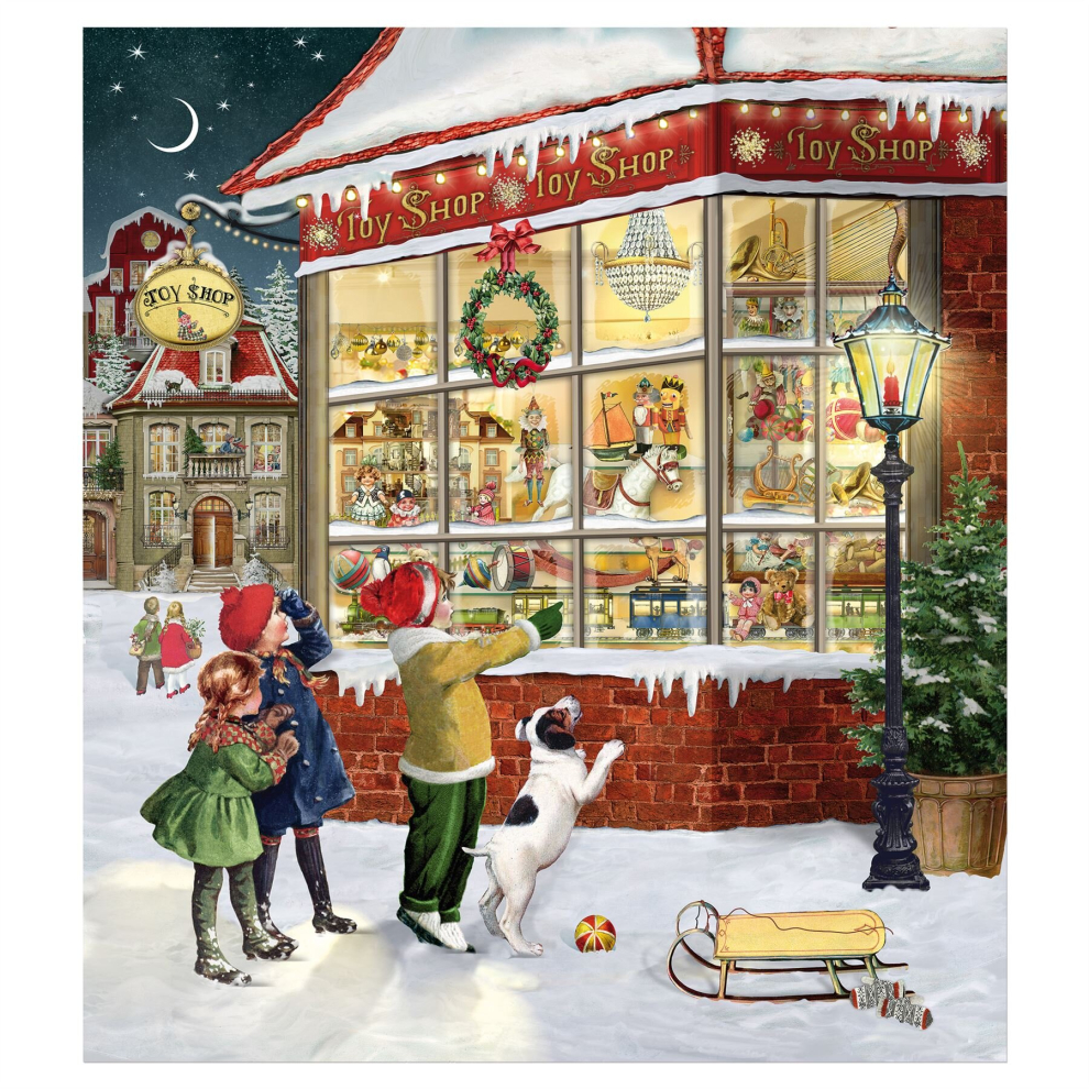 Christmas Advent Calendar The Toy Shop At Christmas | Large Advent Calendar Traditional Advent Calendar | Picture Advent Calendar Paper Advent Calenda