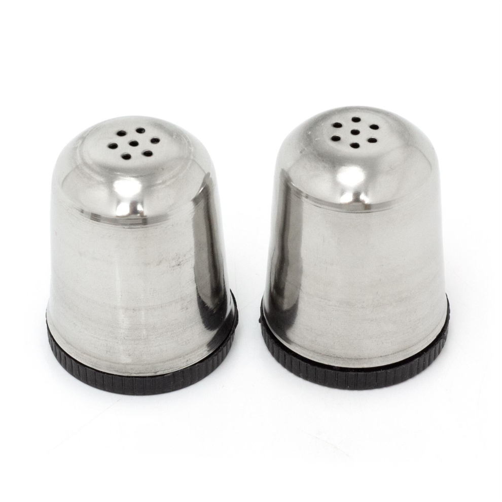 Retro Style Stainless Steel Salt & Pepper Set | Salt and Pepper Pots Salt and Pepper Shakers | 2 Piece Silver Cruet Set Salt and Pepper