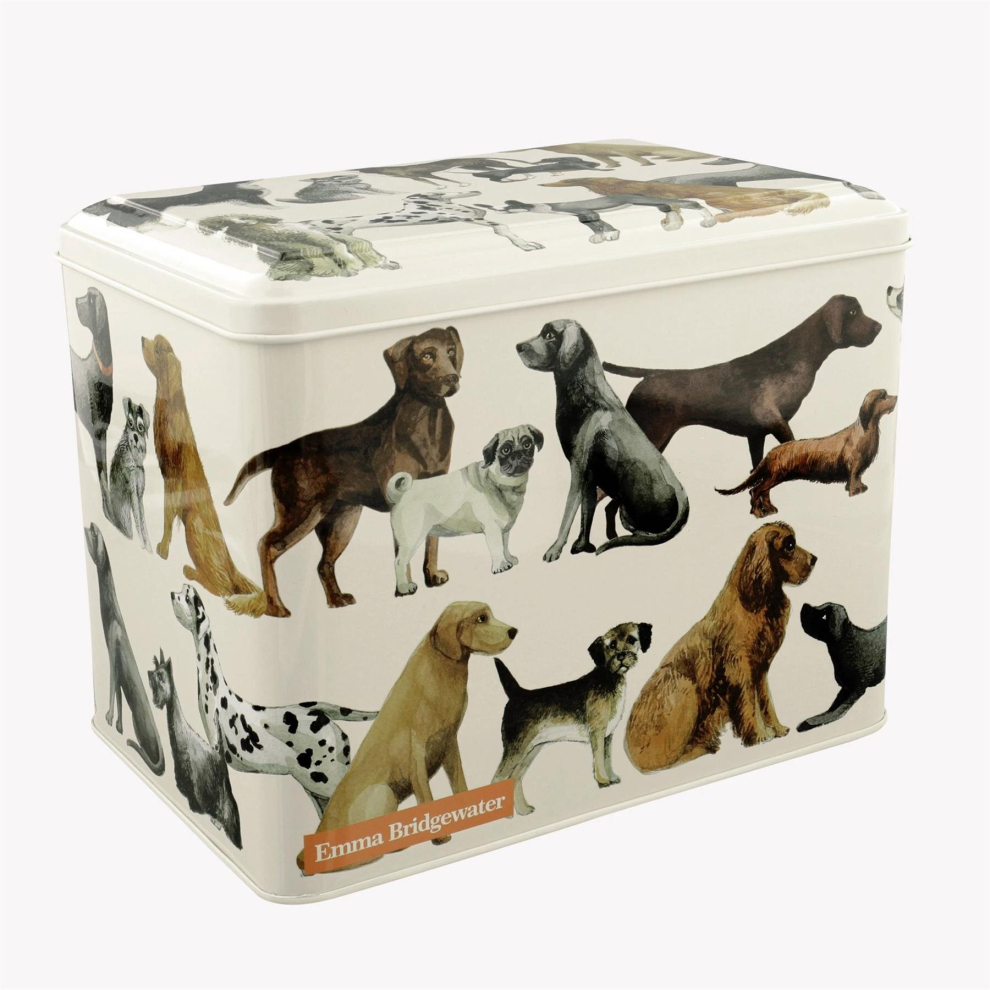 Emma Bridgewater - Dogs Tin Caddy | Decorative Storage Canister With Lid | Rectangle Kitchen Tin Caddy Dog Treat Tin