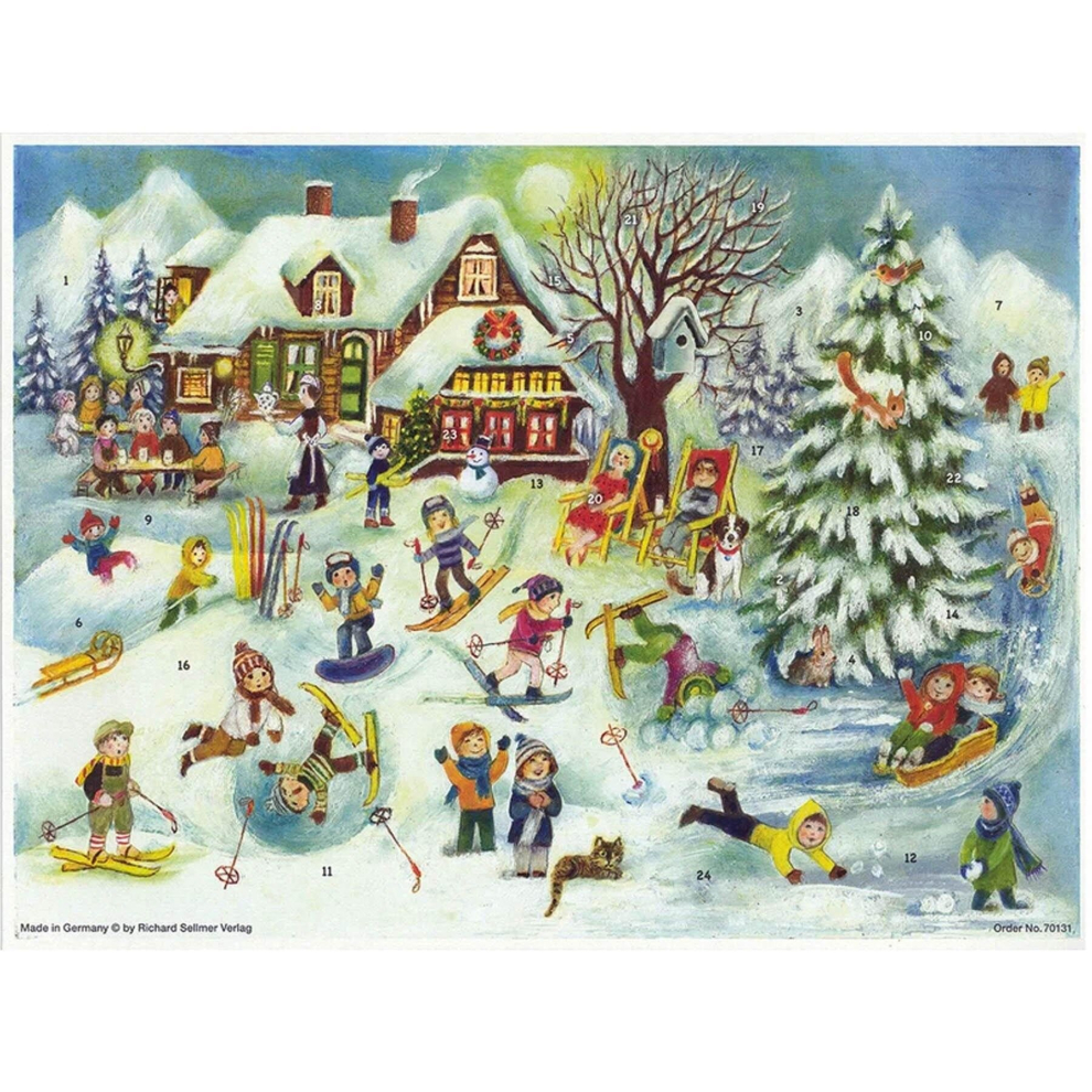 Carousel Ski Hut During Last Winter Vacation | Traditional Christmas Paper Advent Calendar
