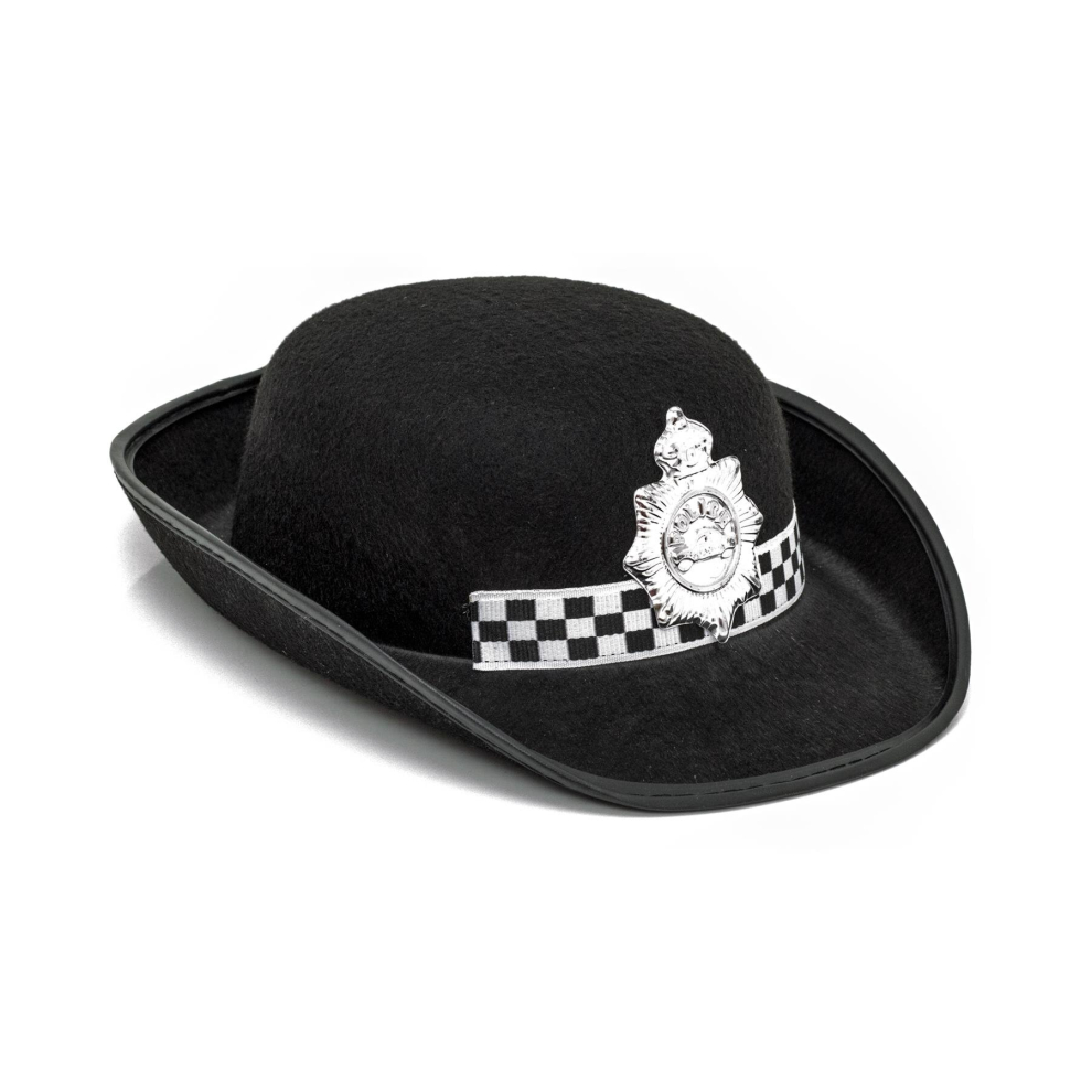 Adult Police Woman Hat | Fancy Dress Wpc Police Hat With Checked Band And Badge | Police Constable Hat Party Hats For Adults Police Costume Accessory