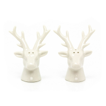 Ceramic Reindeer Salt & Pepper Set | Christmas Salt and Pepper Pots Salt and Pepper Shakers | 2 Piece Stag Cruet Set Salt and Pepper Pots